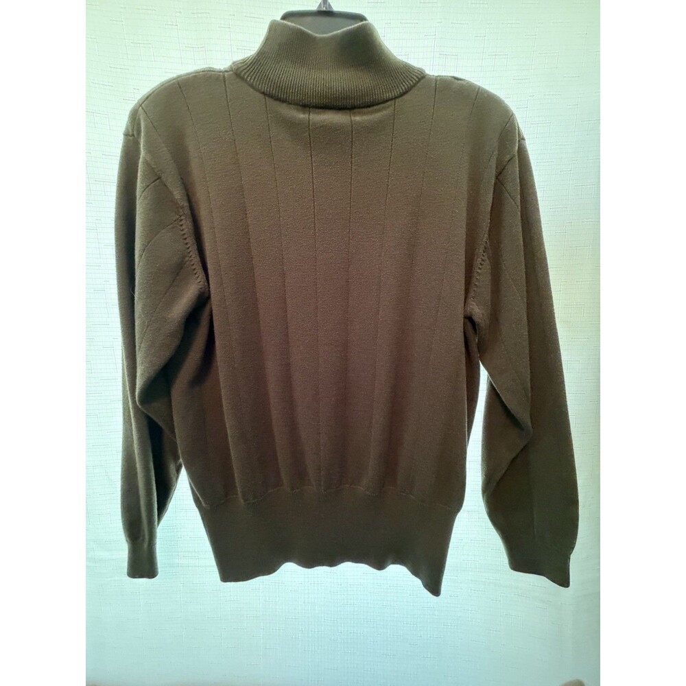 dressbarn green Rib-Knit Turtleneck Pullover Sweater Long Sleeve Stretch L